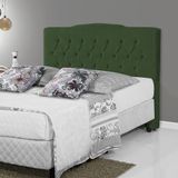 Cabeceira Cama Box Casal Queen King Estofada Capitonê Camburiu 195cm Veludo Verde - Luxo Estofados - Cor: Preto