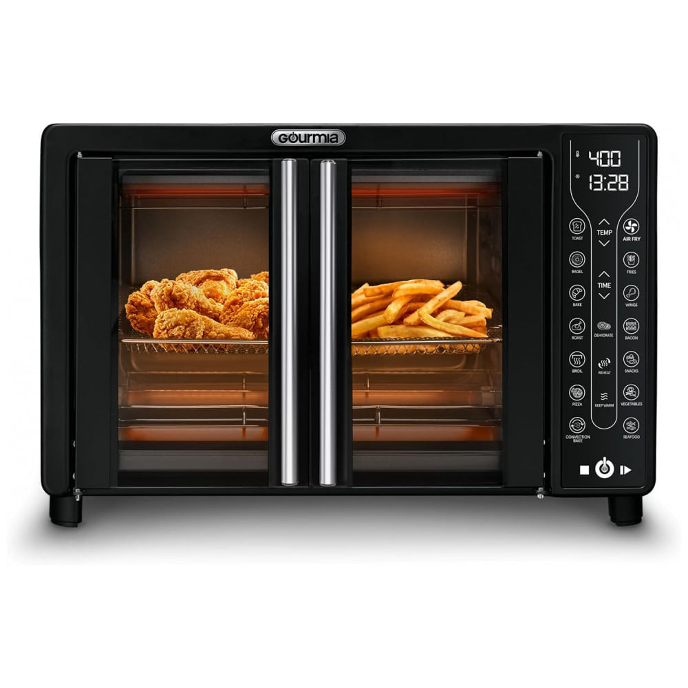 Forno Elétrico Com 17 Predefinições Incluindo Airfryer Porta Francesa, 24 L, 110v 1700w, Gourmia, Preto