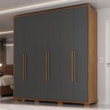 Guarda-roupa 6 Portas 3 Gavetas Java Premium Cinamomo/cinza