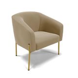 Poltrona Pé De Ferro Dourado Sala De Estar Stella Suede Marrom Rato D03 - D&#39;rossi