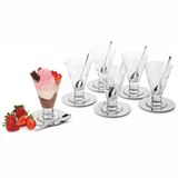 Conjunto De Taças Para Sorvete Forma Gelato Em Vidro E Inox 13,7 Cm - 18 Peças