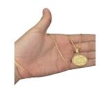 Cordão Cadeado 1mm + Pingente Estrela Davi - Banhado A Ouro