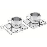 Kit Para Café Tramontina Em Inox Acabamento Brilho Xícara Pires Quadrado E Colher 6 Peças 64430800