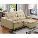 Sofa Retratil Reclinavel 2 Lugares 2,10m Atlantis Veludo Bege Lansofbr