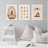 Kit 3 Quadros Decorativos Yoga- Poses 24x18cm - Com Vidro