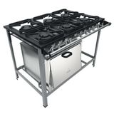 Fogão Industrial 6 Bocas 30x30 Com Forno S2020 M19 Metalmaq Fogão Baixa Pressão M19 Gás Glp