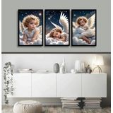 Kit 3 Quadros Decorativos Anjo Criança 33x24cm
