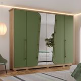 Guarda-roupa Casal 6 Portas 6 Gavetas Dubai Jequitibá /verde