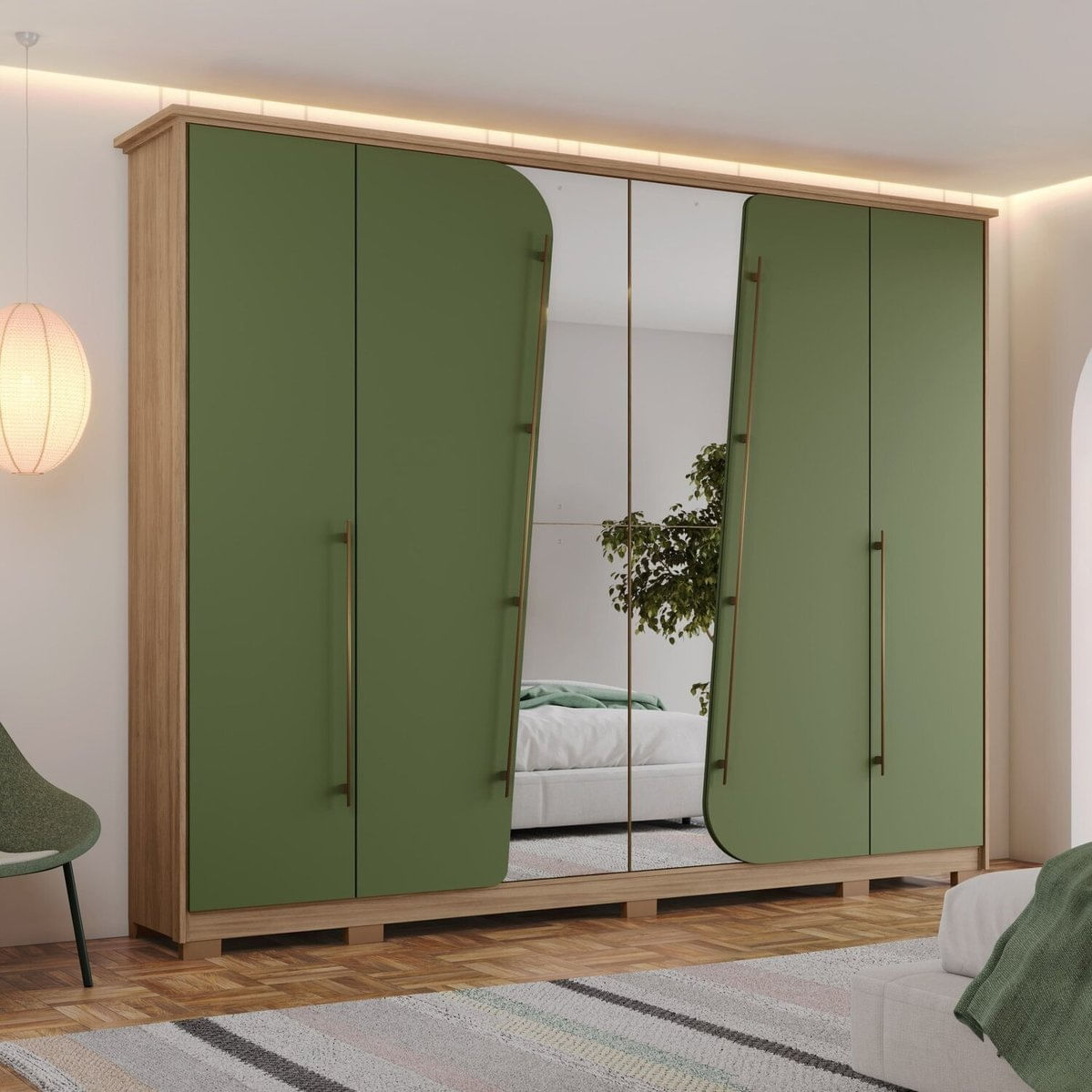 Guarda-roupa Casal 6 Portas 6 Gavetas Dubai Jequitibá /verde