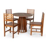 Conjunto Mesa De Jantar Talia 90cm E 4 Cadeiras Luna Assento Mdf – Madeira Maciça Amadeirado/amadeirado