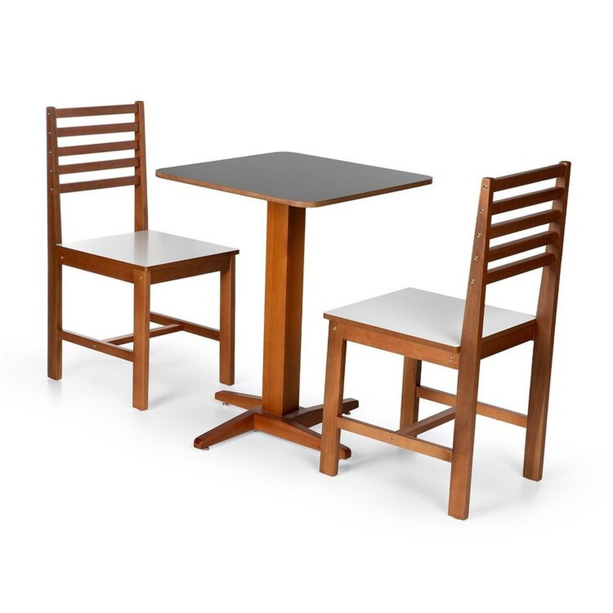 Conjunto Mesa De Jantar Jaque 60cm E 2 Cadeiras Luna Assento Mdf – Madeira Maciça Preto/branco