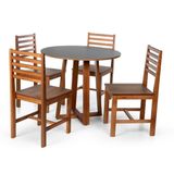 Conjunto Mesa De Jantar Lara 90cm E 4 Cadeiras Luna Assento Mdf – Madeira Maciça Preto/amadeirado