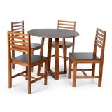 Conjunto Mesa De Jantar Lara 90cm E 4 Cadeiras Luna Assento Mdf – Madeira Maciça Preto