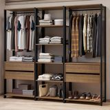 Guarda-roupa Closet Modulado Valencia 4 Gavetas 199cm Rustic/preto Madesa 02 Rustic/preto