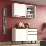 Armário De Cozinha Com Balcão Completo 2 Pçs Perola Salleto Branco
