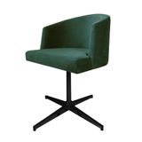 Cadeira Poltrona Base Preto Giratoria Estofada Arkadina Suede Verde