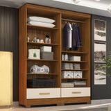 Closet Modulado 2 Peças 2 Gavetas Smart Versatile Espresso Móveis Cinamomo/off White