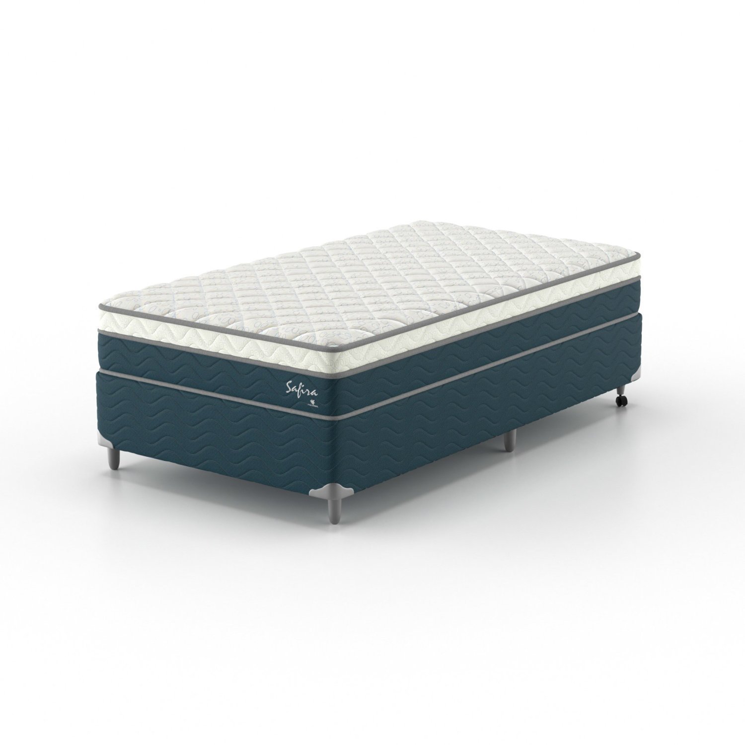 Cama Box Solteirão  Safira Molas Ensacadas 108x198x63 Azul