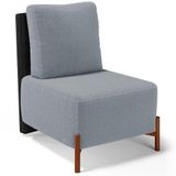 Poltrona Decorativa Sala De Estar Living Pés Madeira Hungria L02 Couríssimo Preto Bouclê Cinza