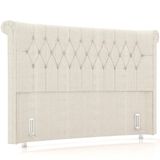 Cabeceira Cama Box Casal 140cm Estofada Meora P05 Linho Creme