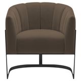 Poltrona Decorativa Sala De Estar Recepção Mavie Base De Ferro Preto Suede Cor Marrom