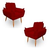 Kit 2 Poltronas Decorativa Opala Sala De Estar Tecido Suede Marsala Kimi Decor