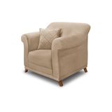 Poltrona Sala De Estar Pé De Madeira Julieta Suede Bege S04 - D&#39;rossi