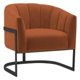 Poltrona Decorativa Sala De Estar Recepção Mavie Base De Ferro Preto Suede Adj Decor Terracota