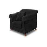 Poltrona Sala De Estar Pé De Madeira Julieta Suede S04 - D&#39;rossi Cor Preto