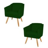 Kit 2 Poltronas Decorativas San Diego Sala De Estar Tecido Veludo Verde Kimi Decor