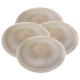 Jogo Americano 4 Peças Mesa Posta Mesa Redondo Linha Luxo Tamanho Grande Modelo Lotus Em Pvc