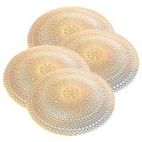 Jogo Americano 4 Peças Mesa Posta Mesa Redondo Linha Luxo Tamanho Grande Modelo Lotus Em Pvc