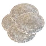 Jogo Americano 4 Peças Mesa Posta Mesa Redondo Linha Luxo Tamanho Grande Modelo Lotus Em Pvc