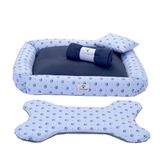 Kit Cama Pet Cachorro Ou Gato Realeza Azul Tam: G 04 Pecas