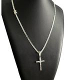 Cordão Piastrine 3mm + Pingente Cruz - Banhado A Prata 925