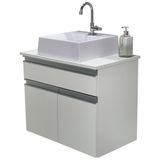 Balcão Gabinete Banheiro Milão Com Cuba 100% Mdf - 60cm