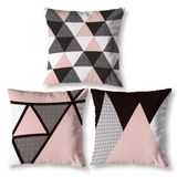 Kit 3 Capas De Almofada 40cm X 40cm Estampadas Geo Rosa