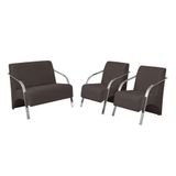 Conjunto Vênus Braço Alumínio D Salla Suede 2 Poltronas De 1 Lugar E 1 De 2 Lugares