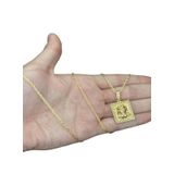 Cordão Cadeado 1mm + Pingente Jesus Cristo - Banhado A Ouro