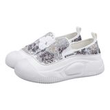 Sapatos Plataforma Loafers Femininos Com Lantejoulas Brilhantes