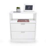 Mesa Cabeceira 50cm Criado Branco 2 Gavetas Mdf Lateral Cama