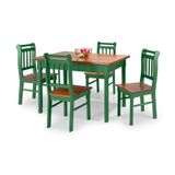 Conjunto Sala De Jantar E Cozinha Com 4 Cadeiras Madeira Maciça Verde
