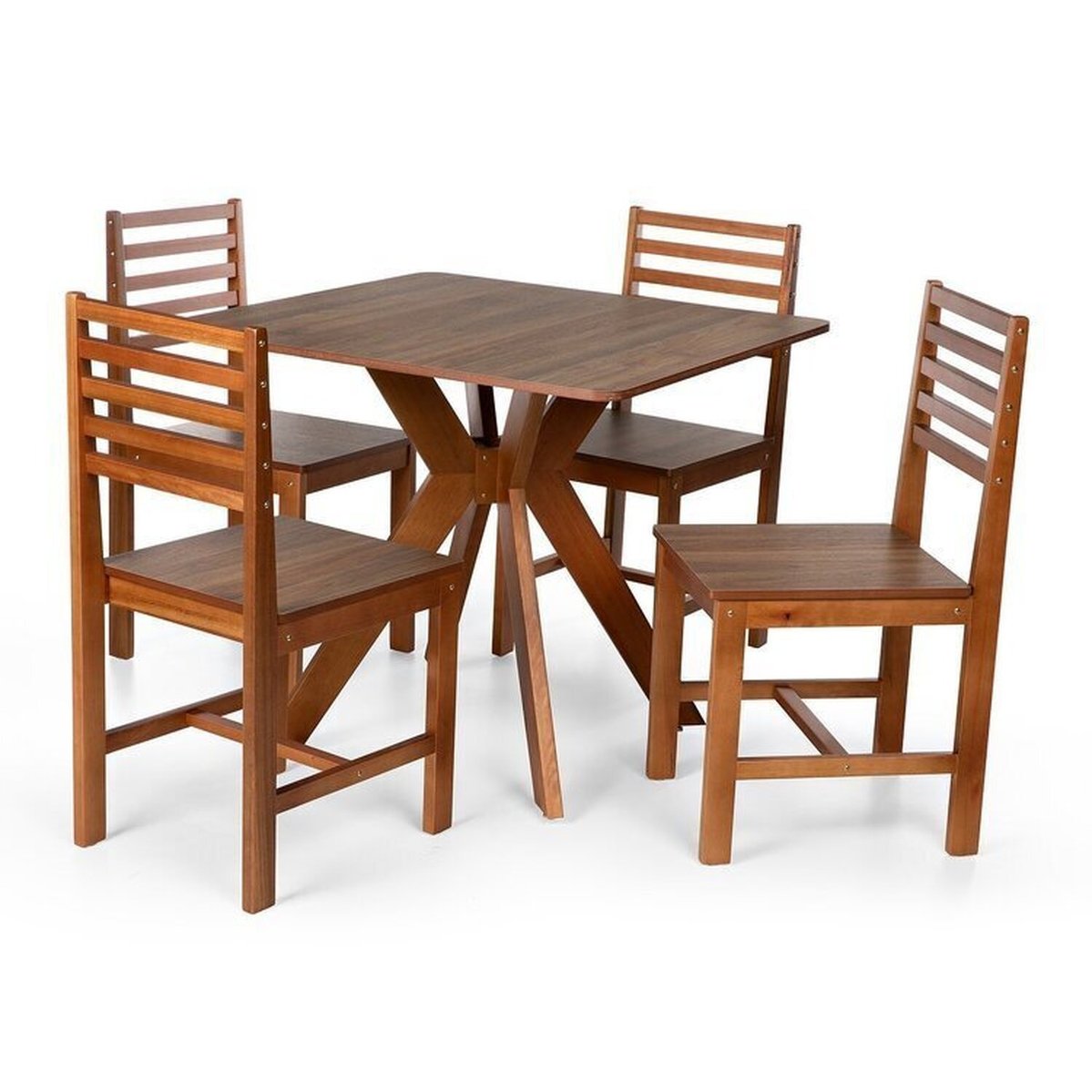 Conjunto Mesa De Jantar Isadora E Cadeiras Luna Assento Mdf Madeira Maciça Amadeirado