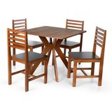 Conjunto Mesa De Jantar Isadora E Cadeiras Luna Assento Mdf Madeira Maciça Amadeirado/preto