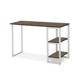 Mesa De Computador Industrial Em Aço 1,20 Com Prateleiras Imbuia Branco Lux Steel Mobile