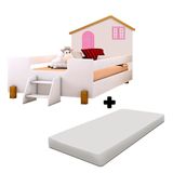 Cama Montessori Casinha Infantil Branco Rosa Com Colchão Belíssima Divaloto