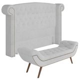 Cabeceira Cama Box King 195cm Provença E Recamier Veneto P02 Bouclé Branco - Mpozenato