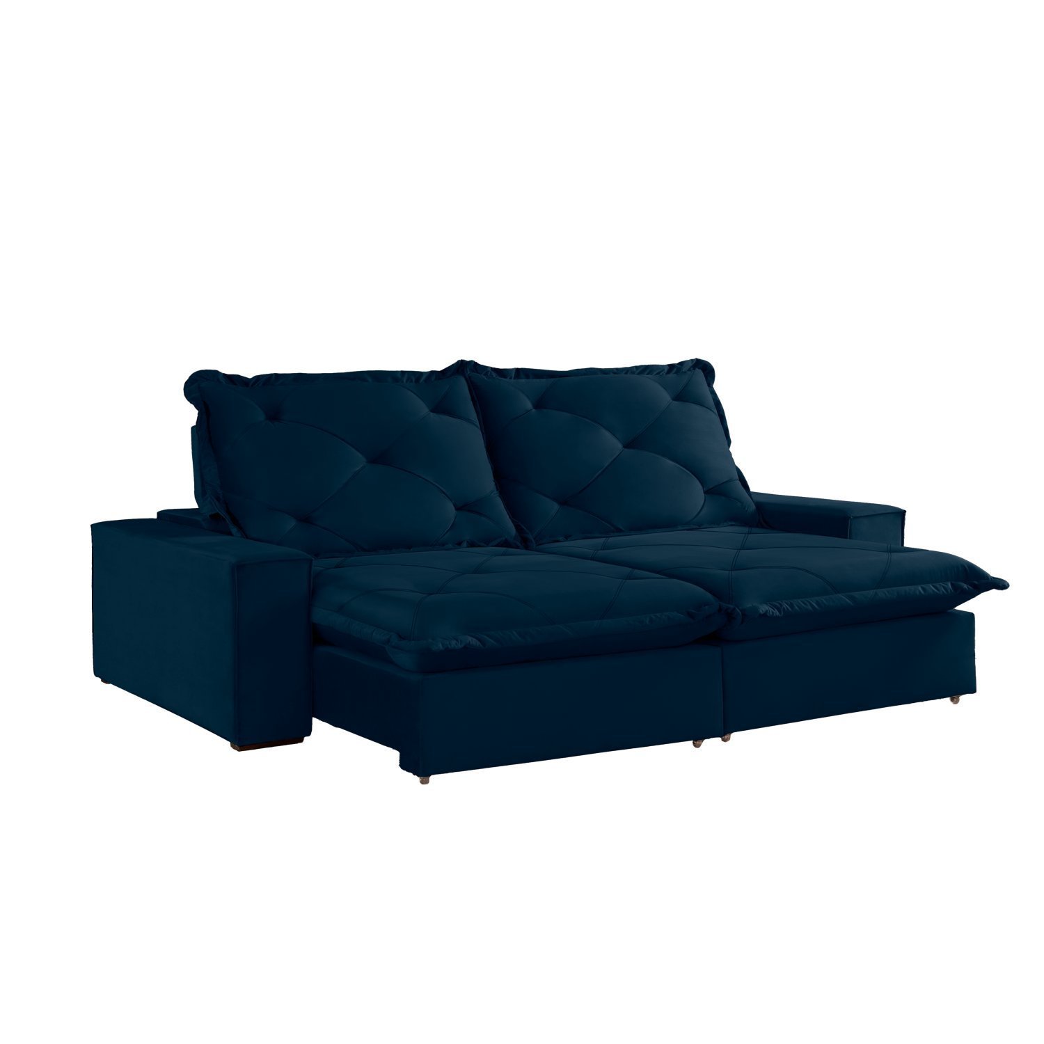 Sofa Ares Retrátil E Reclinável 3 Lugares 1,70m Com Molas Ensacadas E Pillow Top Espresso Móveis Azul