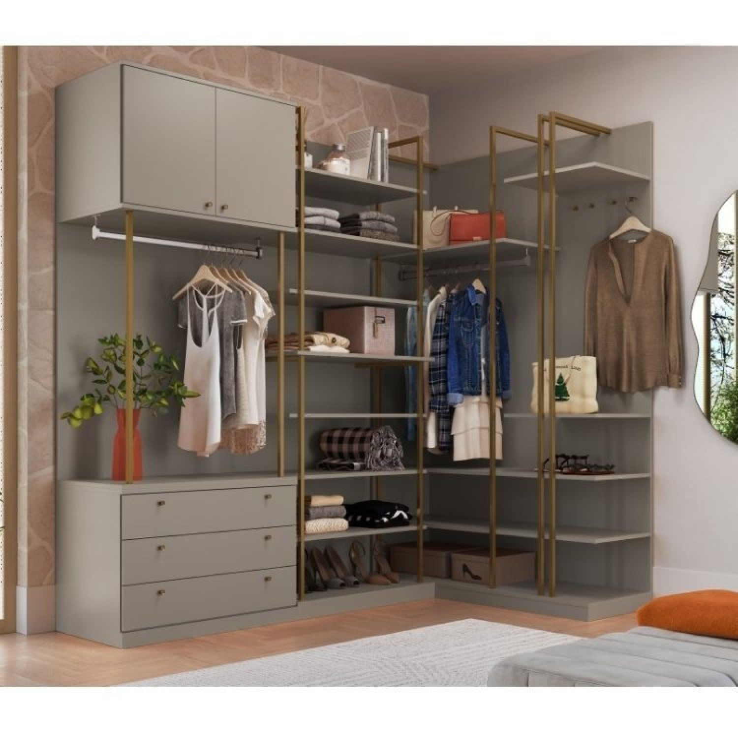 Conjunto Closet Modulado Smart Tube Níquel