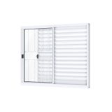 Janela Veneziana de Correr Lateral 3 Folhas com Grade Riobras Alumínio  100cmx120cm Branco